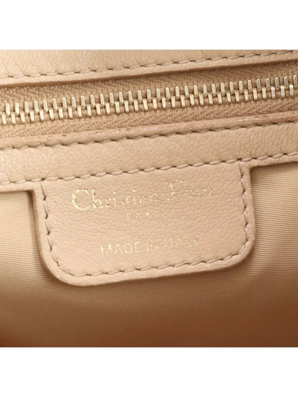 Dior Cannage Leather Handbag Tote Beige Gold